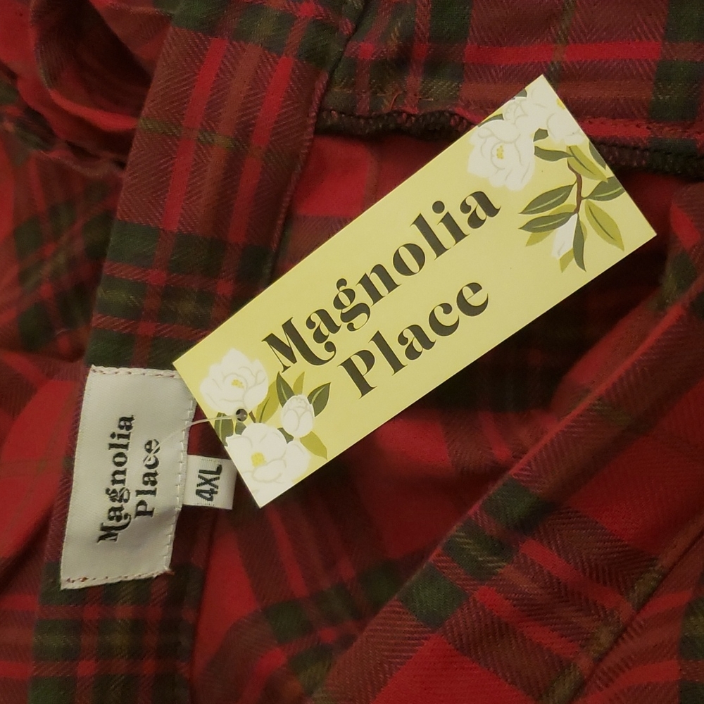 Unique Vintage Magnolia Place Sally Swing Skirt Red Green Plaid Retro Flannel - Picture 5 of 5